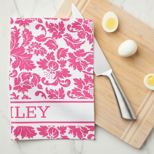 Roze Damask Theedoek (Quarter Fold)