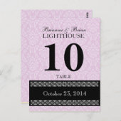 Roze Damask Trouwtafel Nummer Kaart Receptie (Voorkant / Achterkant)