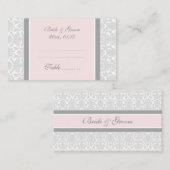 Roze Damask Trouwtafel Plaats Kaarten Plaatskaartje (Voorkant / Achterkant)