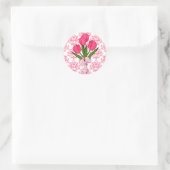 Roze Damask & Tulpen Sticker (Tas)