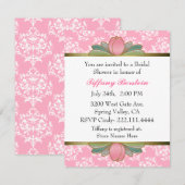 Roze Damask & Tulpen Vrijgezellenfeest Kaart (Voorkant / Achterkant)