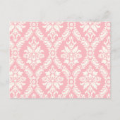 Roze Damask Uitnodigingskaart Aankondigingskaart (Achterkant)