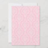 Roze Damask Umbrella Baby shower Invites Kaart (Achterkant)