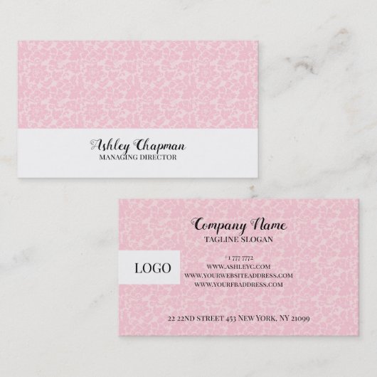 Roze Damask Visitekaartje (Voorkant / Achterkant)