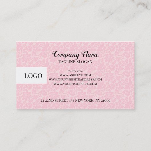 Roze Damask Visitekaartje (Achterkant)