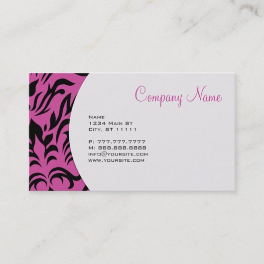Roze Damask Visitekaartje (Voorkant)