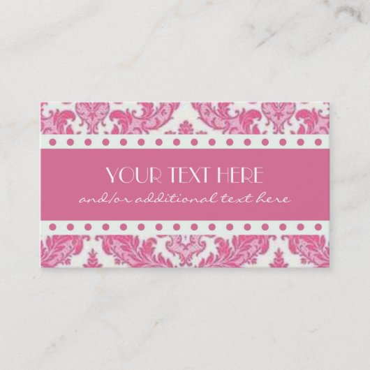 Roze Damask Visitekaartje (Voorkant)