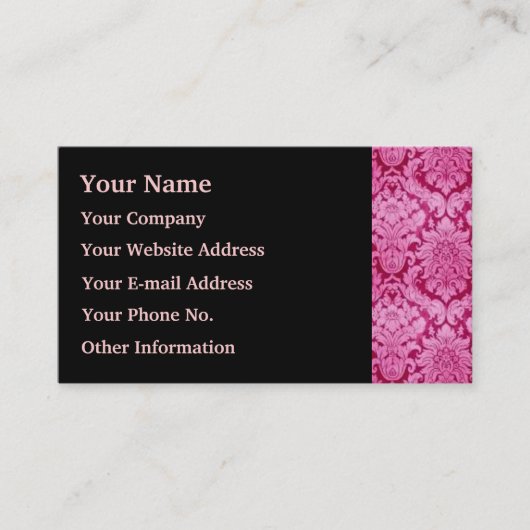 Roze Damask Visitekaartje (Voorkant)