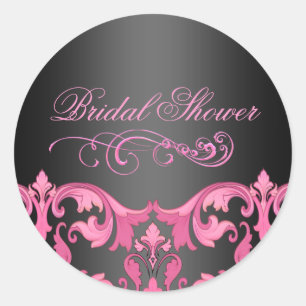 Roze Damask Vrijgezellenfeest Envelop Sticker/afdi Ronde Sticker