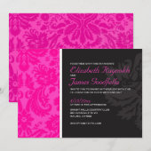 Roze Damask Wedding Invitations Kaart (Voorkant / Achterkant)