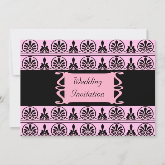 Roze Damask Wedding Kaart (Voorkant)