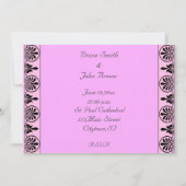 Roze Damask Wedding Kaart (Achterkant)