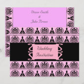 Roze Damask Wedding Kaart (Voorkant / Achterkant)