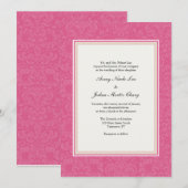 Roze Damask Wedding Kaart (Voorkant / Achterkant)