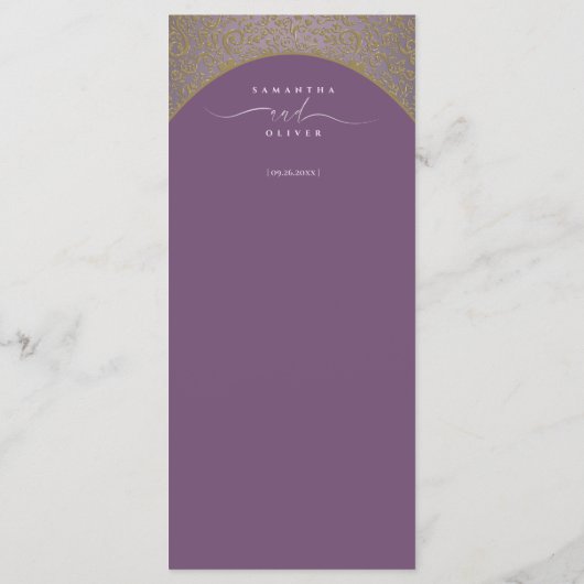Roze  Damask Wedding Menu Kaart (Achterkant)