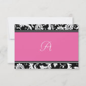 Roze Damask Wedding RSVP Kaart (Achterkant)