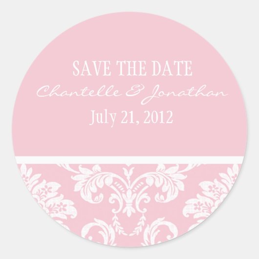 Roze Damask Wedding Sticker (Voorkant)