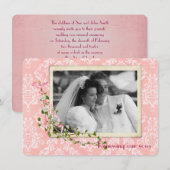 Roze Damask Wedding Vow Renewal Kaart (Voorkant / Achterkant)