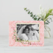 Roze Damask Wedding Vow Renewal Kaart (Staand voorkant)