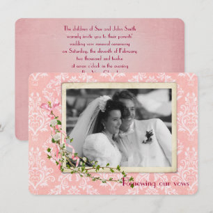 Roze Damask Wedding Vow Renewal Kaart