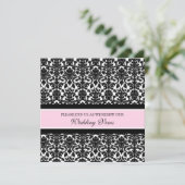 Roze Damask Wedding Vow Renewal Uitnodigingen (Staand voorkant)