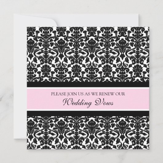 Roze Damask Wedding Vow Renewal Uitnodigingen (Voorkant)