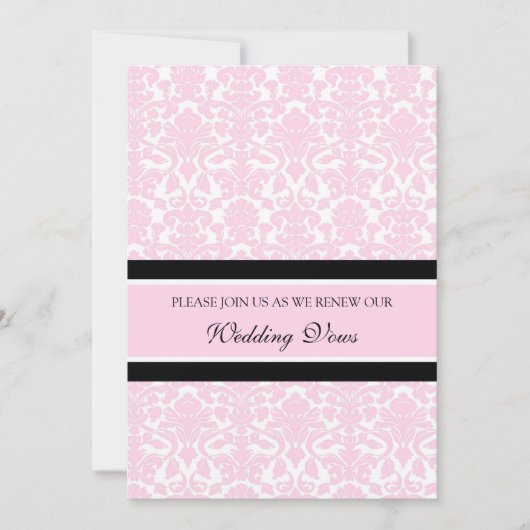 Roze Damask Wedding Vow Renewal Uitnodigingen (Voorkant)