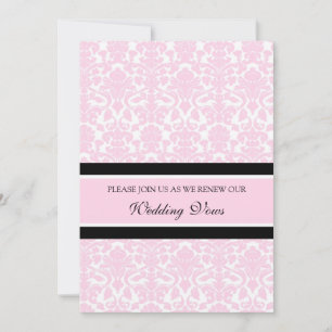 Roze Damask Wedding Vow Renewal Uitnodigingen