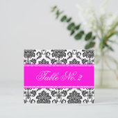 Roze Damask Weduwingstabel Briefkaart (Staand voorkant)