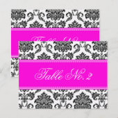 Roze Damask Weduwingstabel Briefkaart (Voorkant / Achterkant)