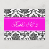 Roze Damask Weduwingstabel Briefkaart (Achterkant)