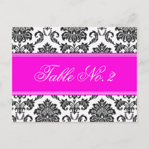 Roze Damask Weduwingstabel Briefkaart