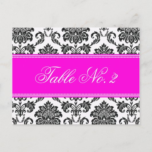 Roze Damask Weduwingstabel Briefkaart (Voorkant)