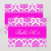 Roze Damask Weduwingstabel Briefkaart (Voorkant / Achterkant)