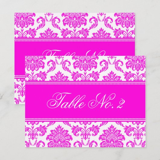 Roze Damask Weduwingstabel Briefkaart (Voorkant / Achterkant)