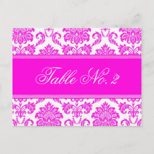 Roze Damask Weduwingstabel Briefkaart