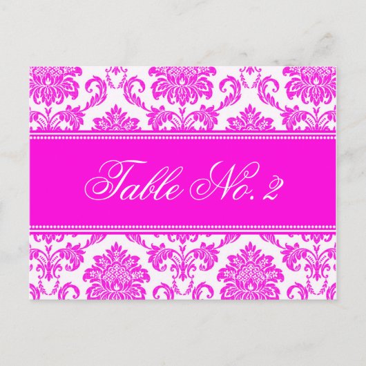 Roze Damask Weduwingstabel Briefkaart (Voorkant)