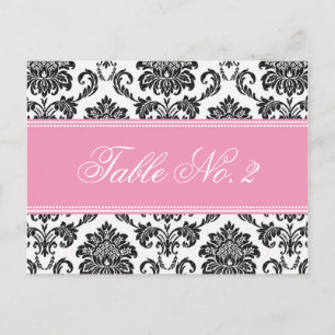 Roze Damask Weduwingstabel Briefkaart
