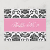 Roze Damask Weduwingstabel Briefkaart (Voorkant)