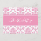 Roze Damask Weduwingstabel Briefkaart (Voorkant)