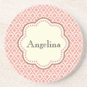 Roze Damask Zandsteen Onderzetter