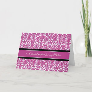 Roze Damask Zister Bridesmaid Invitation Card