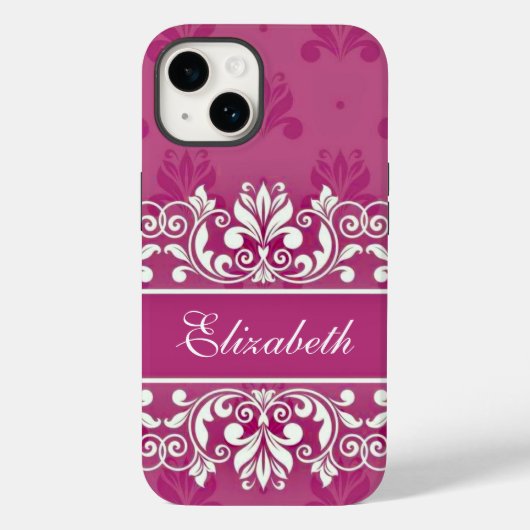 Roze damask zwemnaam Case-Mate iPhone case (Achterkant)