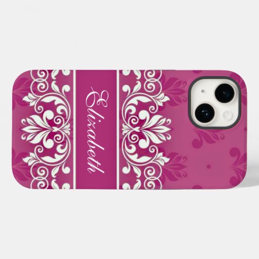 Roze damask zwemnaam Case-Mate iPhone case (Achterkant (horizontaal))