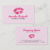 Roze Damasks Make-up Artist Design Visitekaartje (Voorkant / Achterkant)
