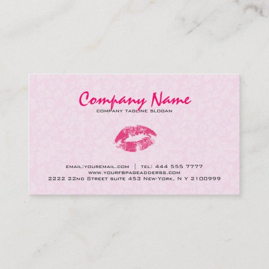 Roze Damasks Make-up Artist Design Visitekaartje (Achterkant)