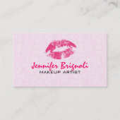 Roze Damasks Make-up Artist Design Visitekaartje (Voorkant)