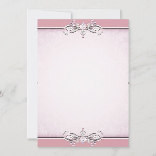 Roze Damaskus Kruis Eerste Communie Kaart (Achterkant)