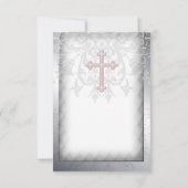 Roze Damaskus Kruis Eerste Communie Kaart (Achterkant)