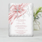 Roze Damaskus Kruis Eerste Communie Kaart (Staand voorkant)